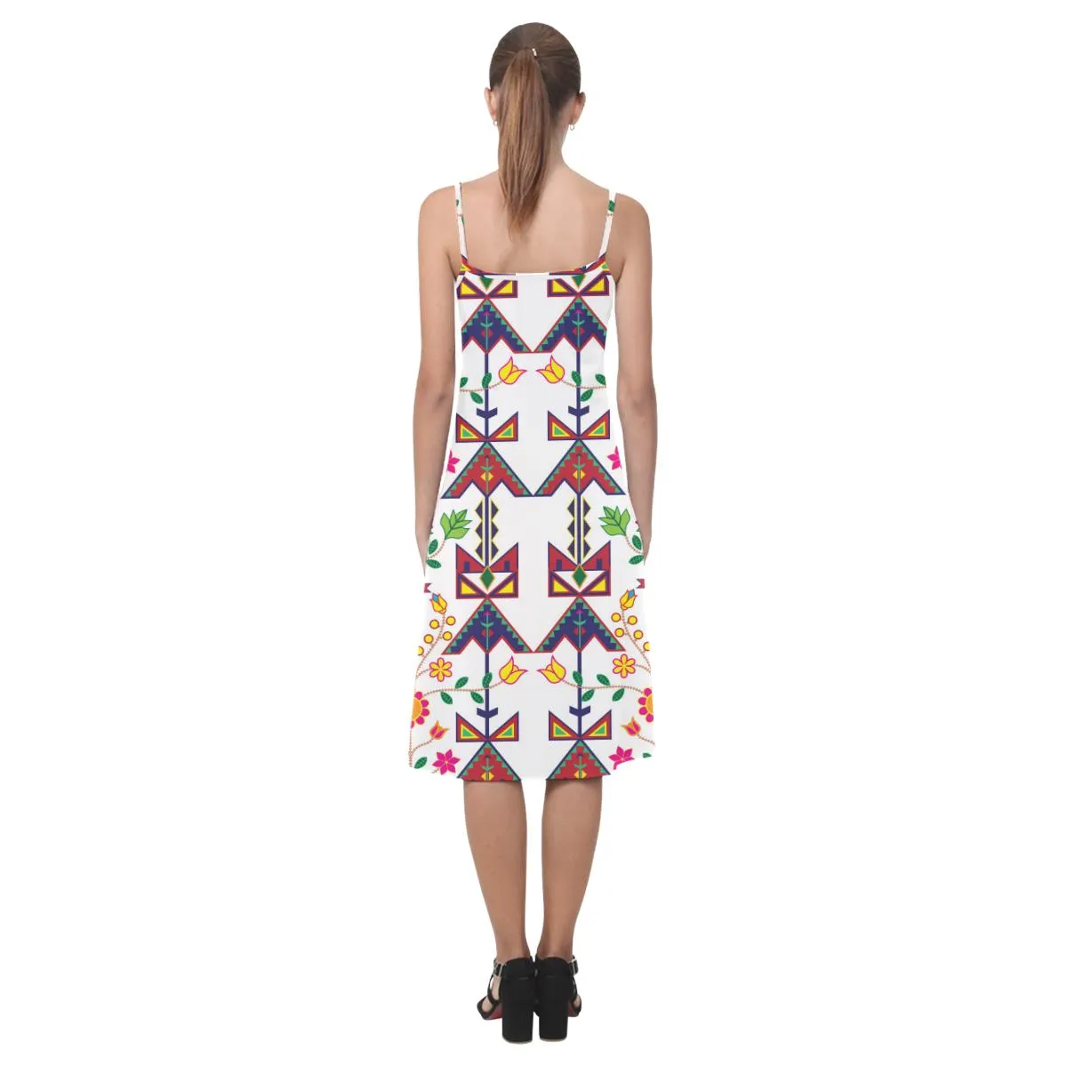Geometric Floral Spring - White Alcestis Slip Dress