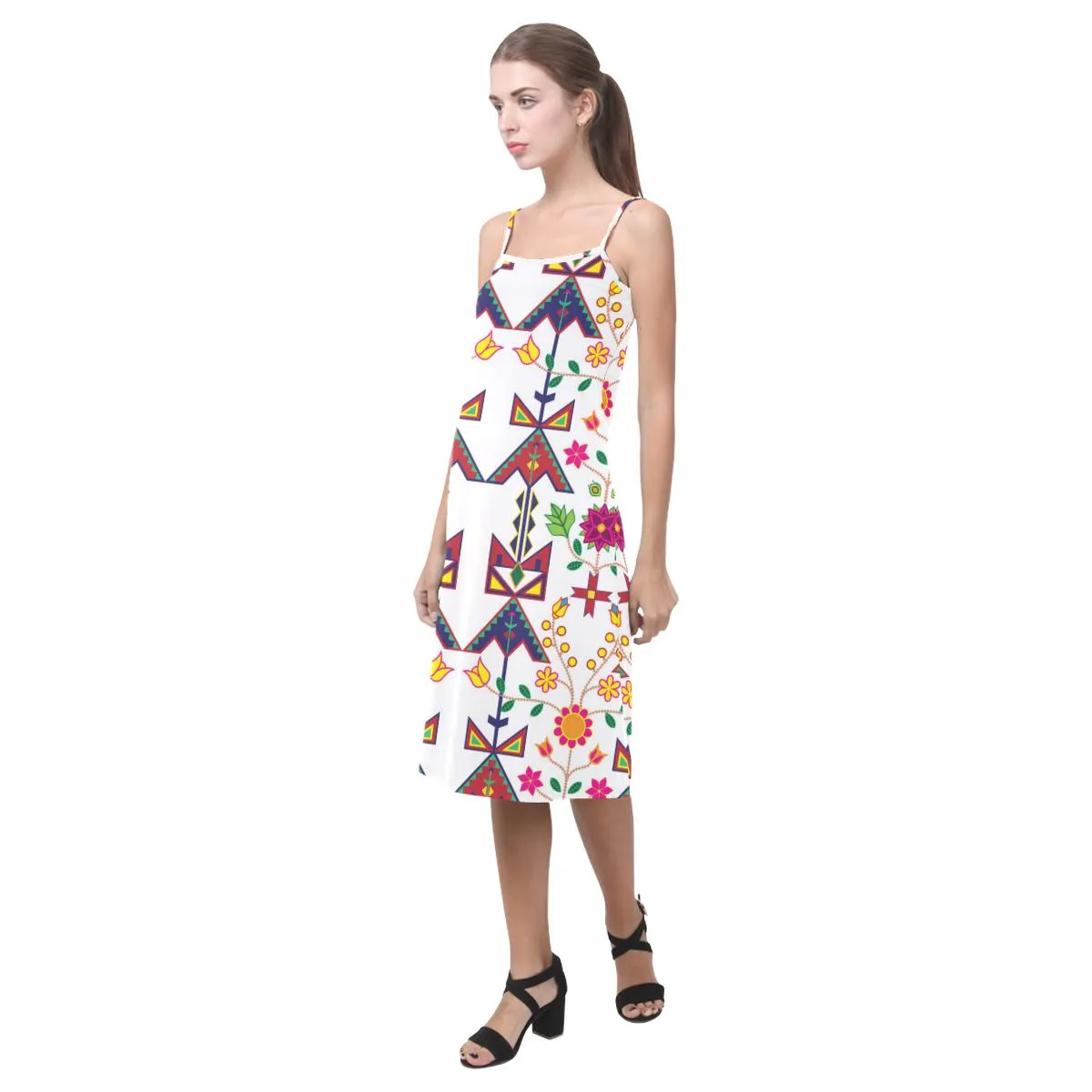 Geometric Floral Spring - White Alcestis Slip Dress