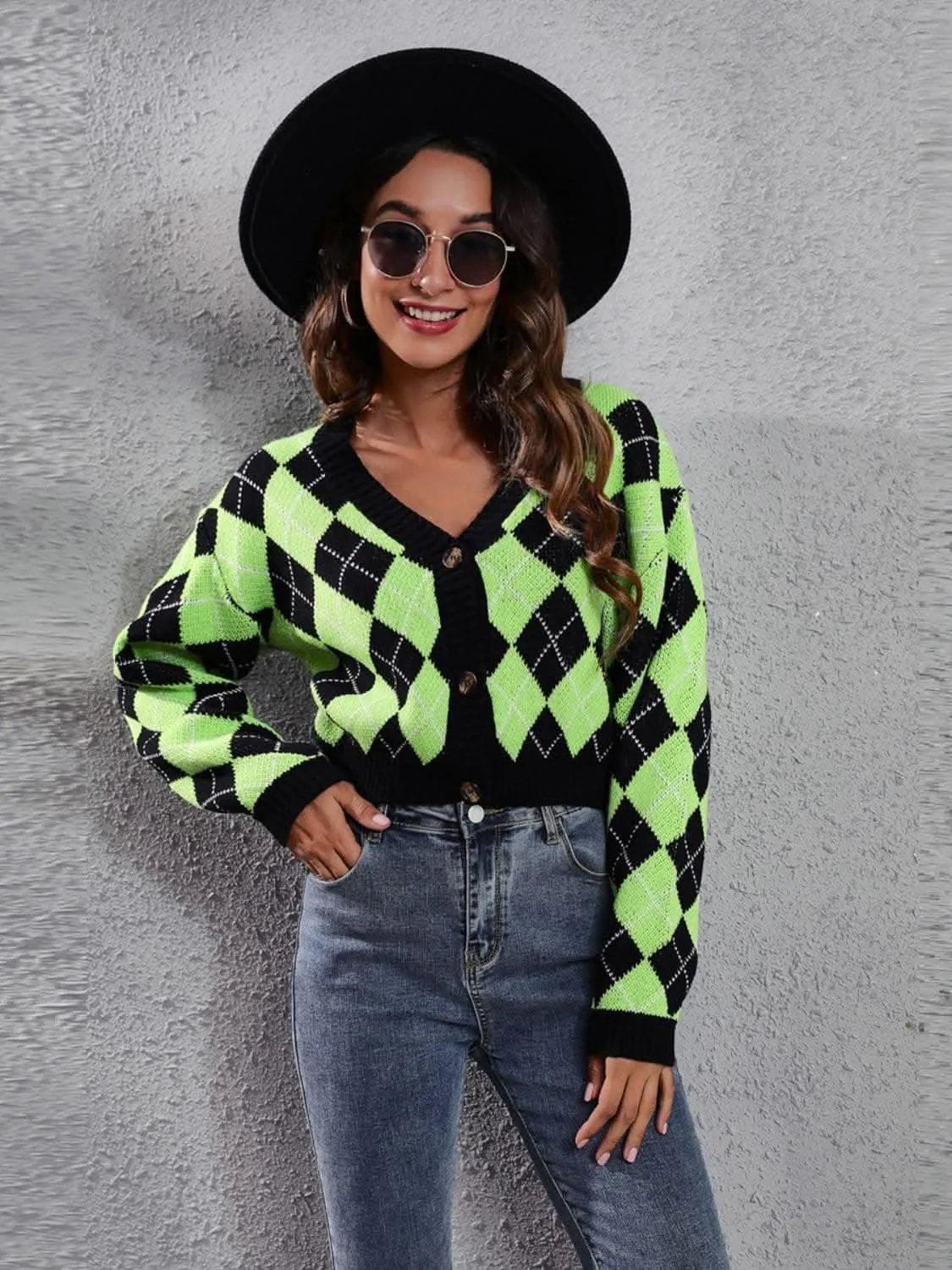 Geometric print cardigan - acrylic