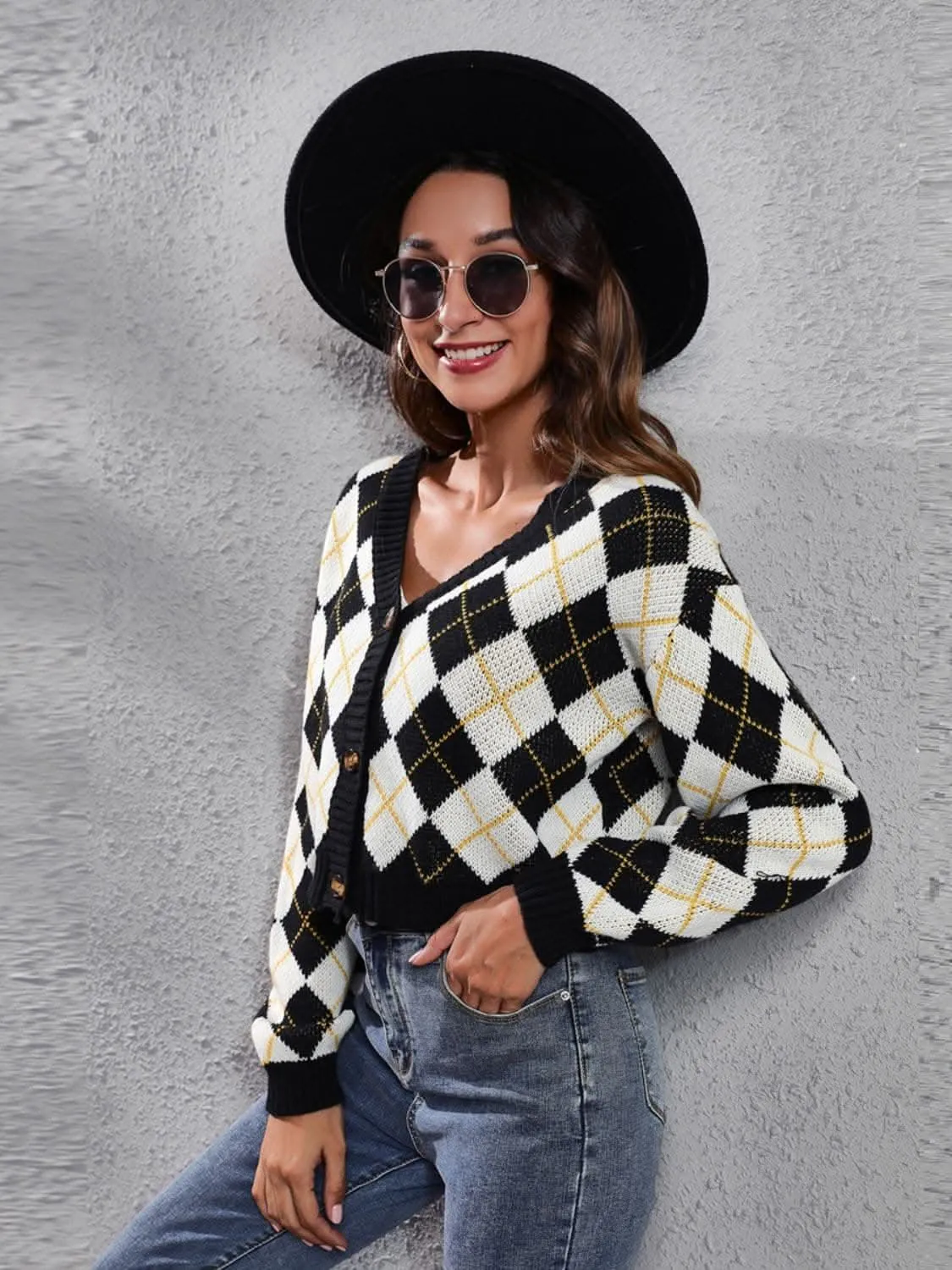 Geometric print cardigan - acrylic