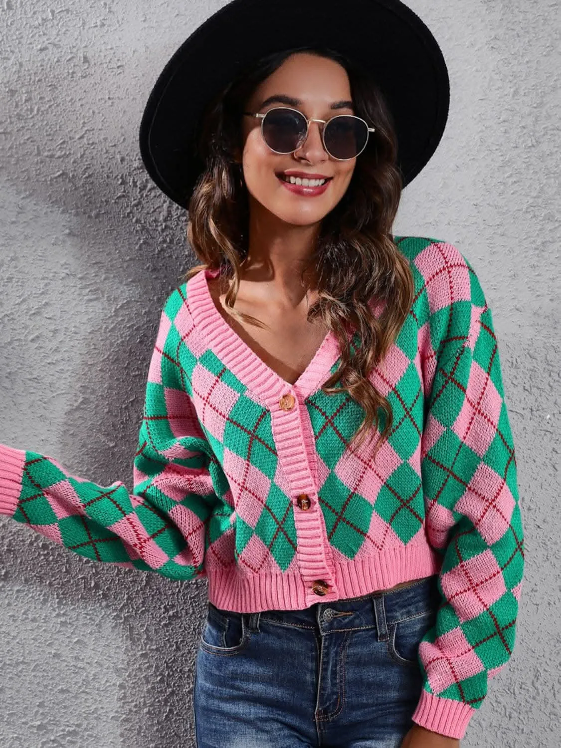 Geometric print cardigan - acrylic