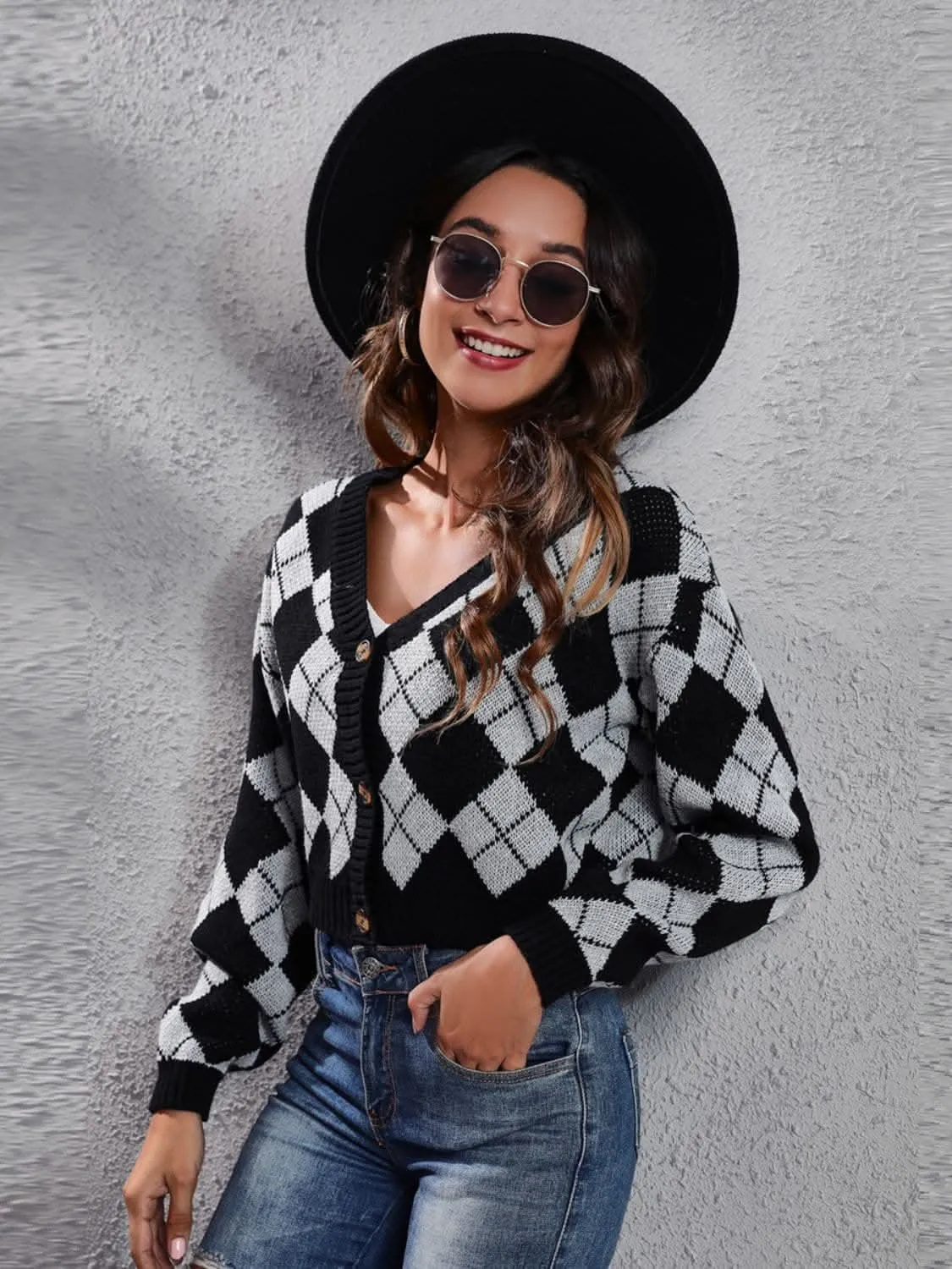 Geometric print cardigan - acrylic