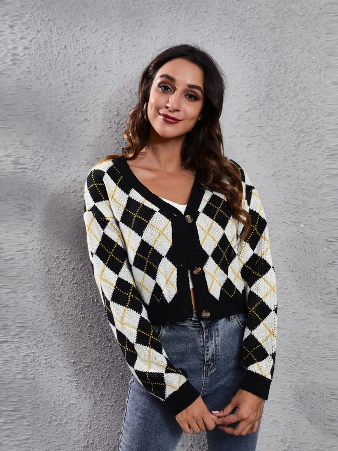 Geometric print cardigan - acrylic