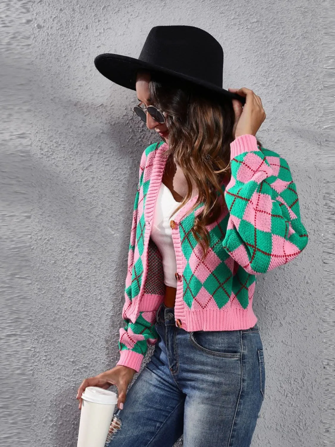Geometric print cardigan - acrylic