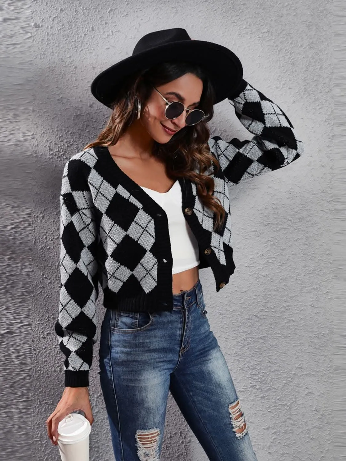 Geometric print cardigan - acrylic