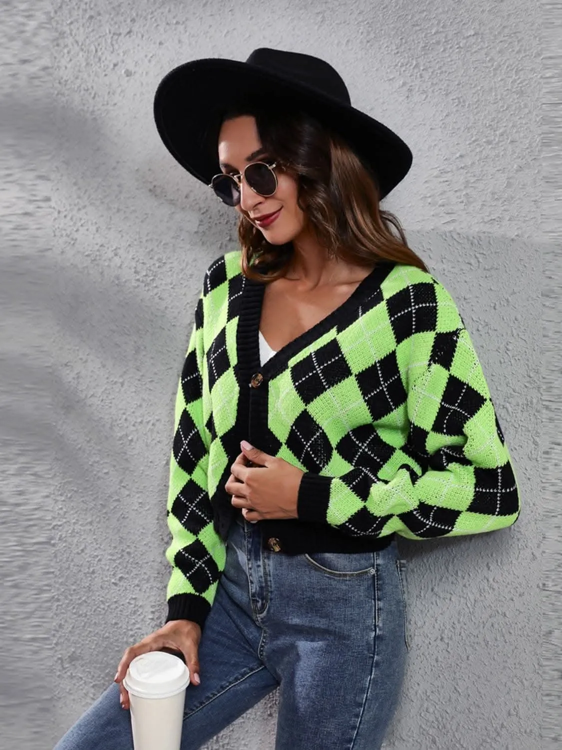 Geometric print cardigan - acrylic