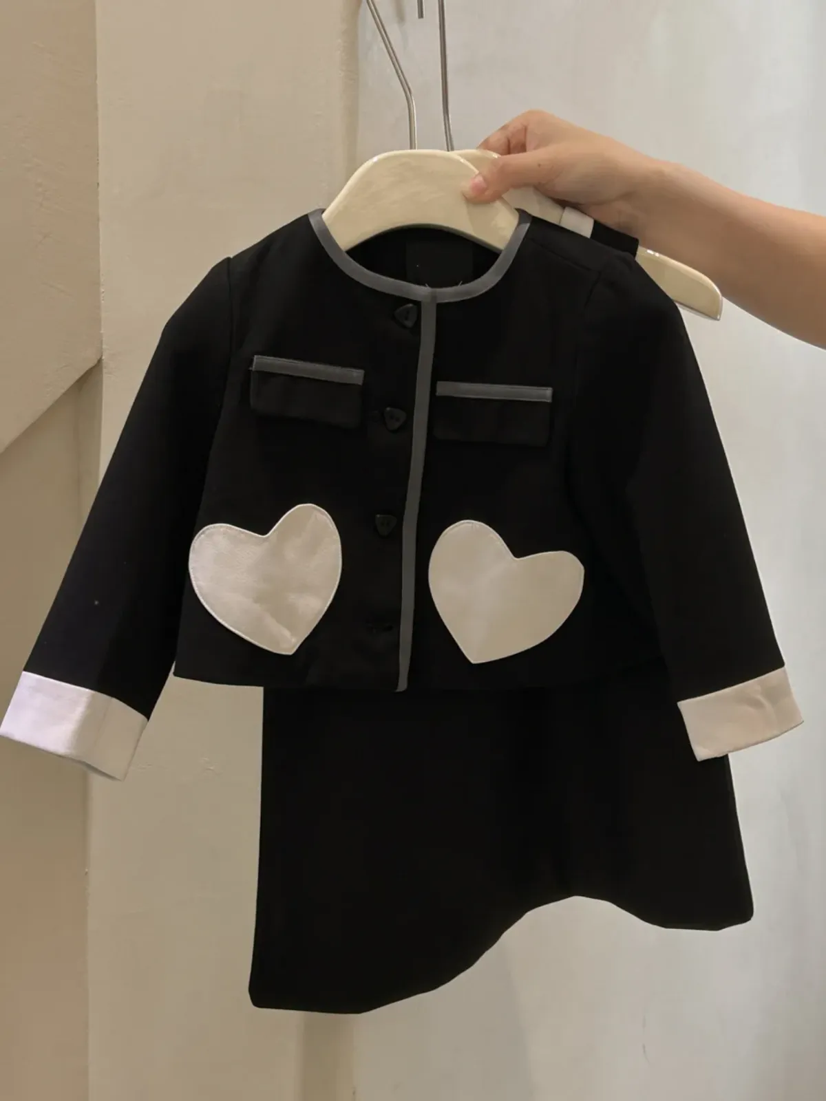 Girls Elegant Heart Matching Sweater and Dress Set