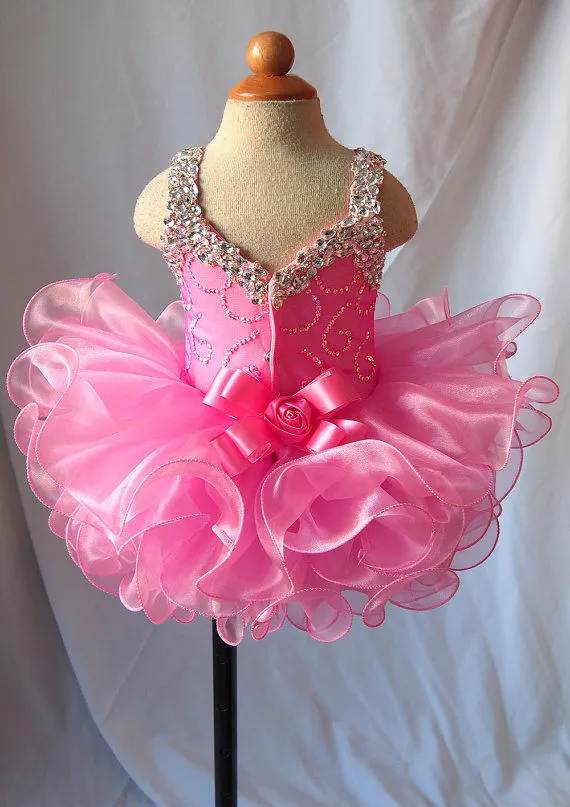 Glitz Beaded Bodice Little Princess/Toddler Cupcake Pageant Dress