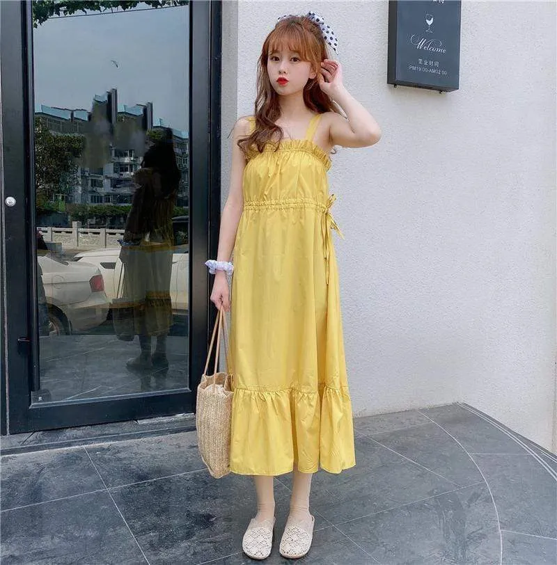 Harajuku Drawstring Falbala Slip Dress