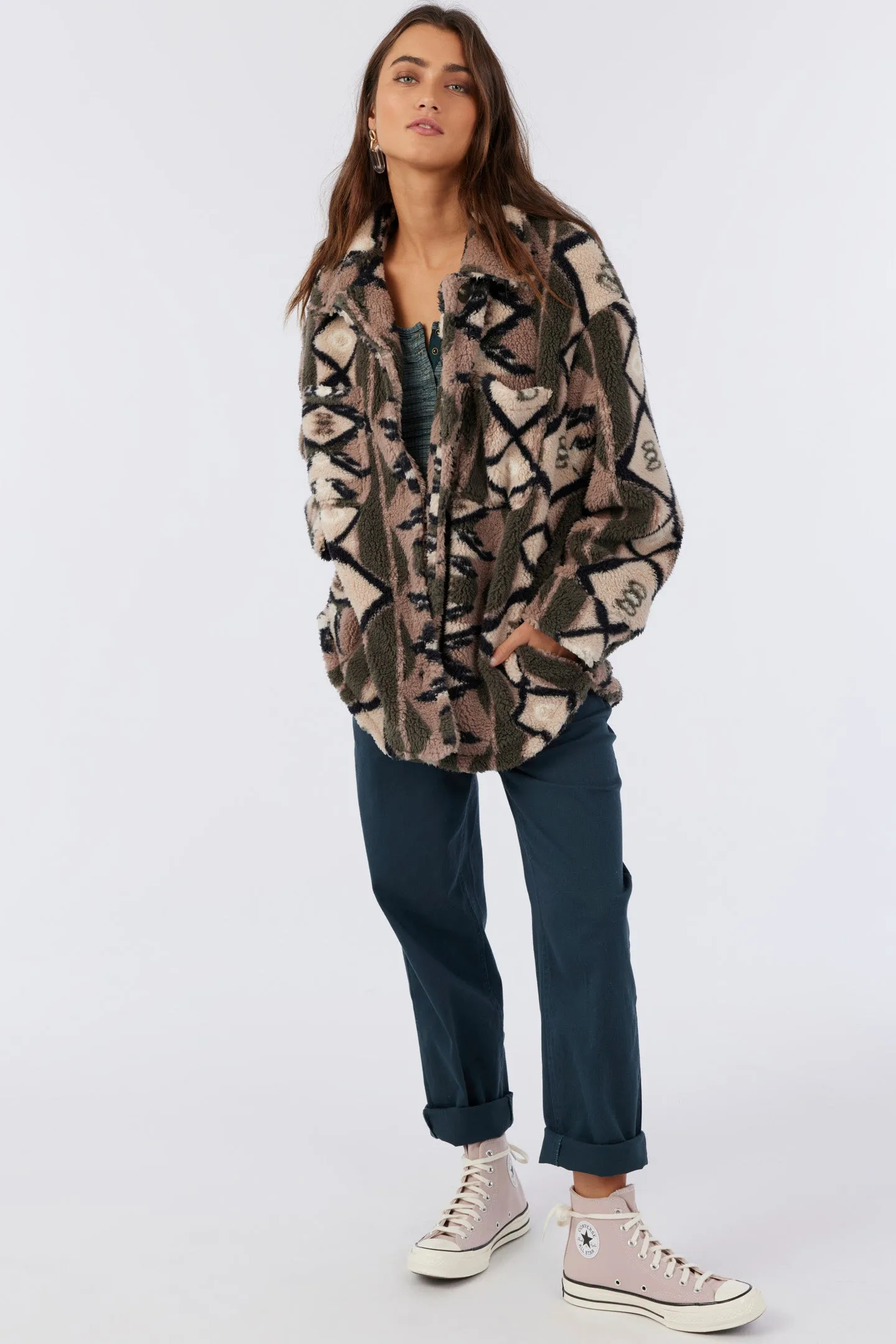 HEATH GEO HIGH PILE OVERSIZED FLEECE JACKET