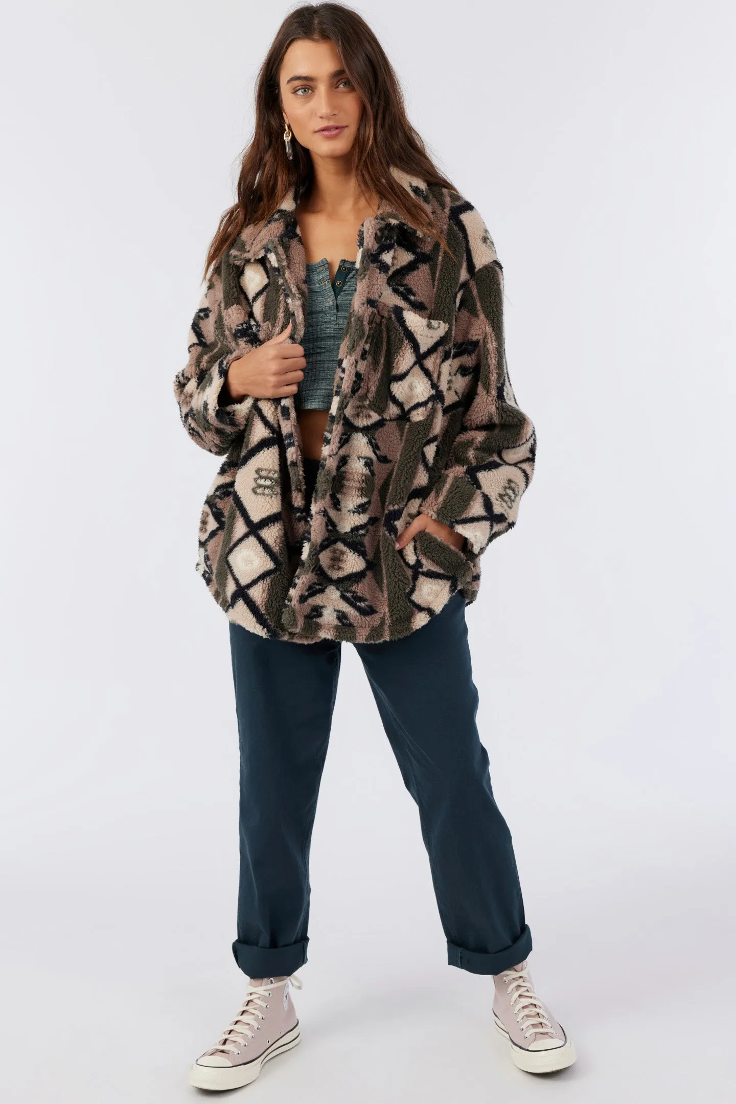 HEATH GEO HIGH PILE OVERSIZED FLEECE JACKET