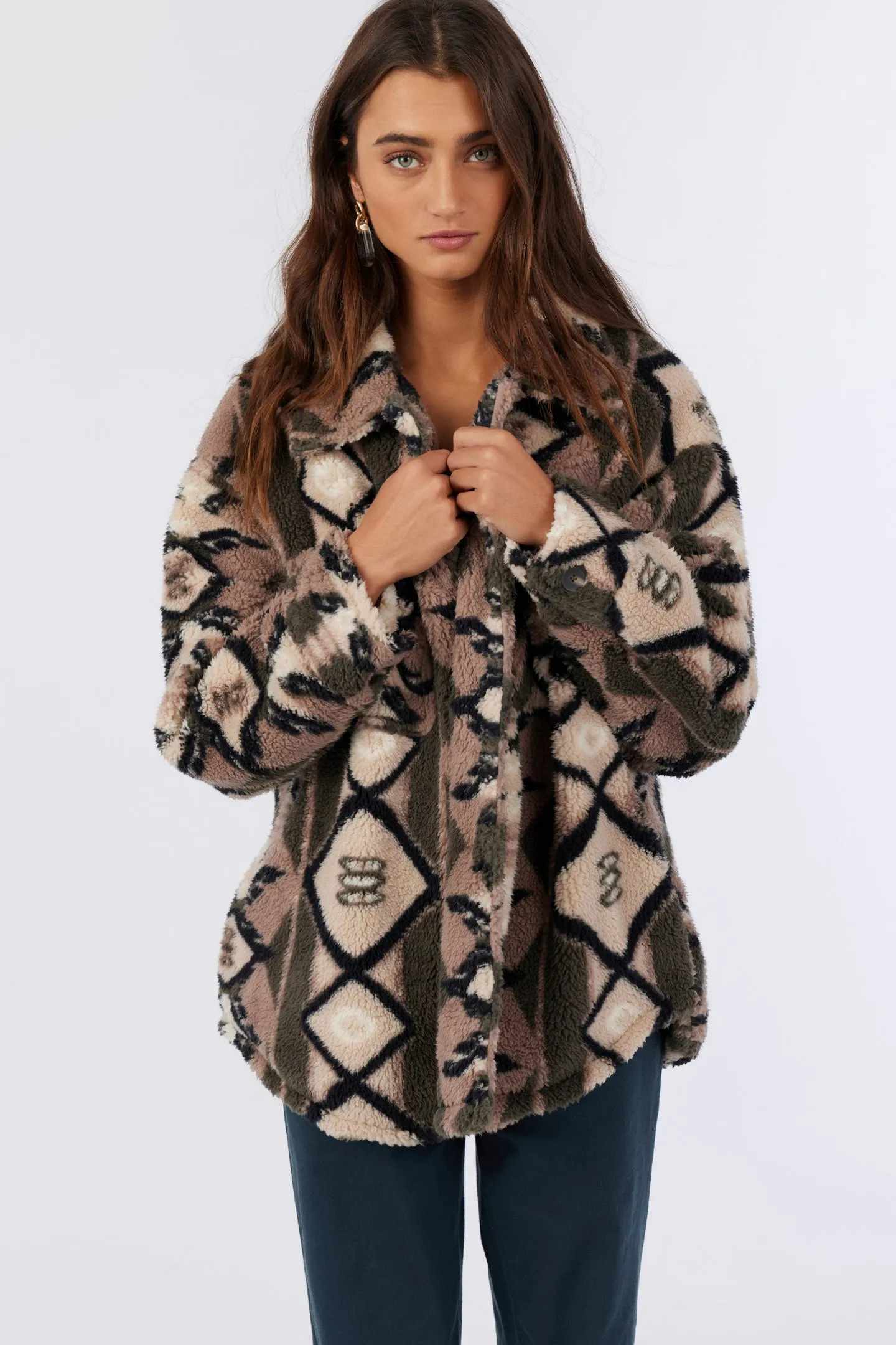 HEATH GEO HIGH PILE OVERSIZED FLEECE JACKET