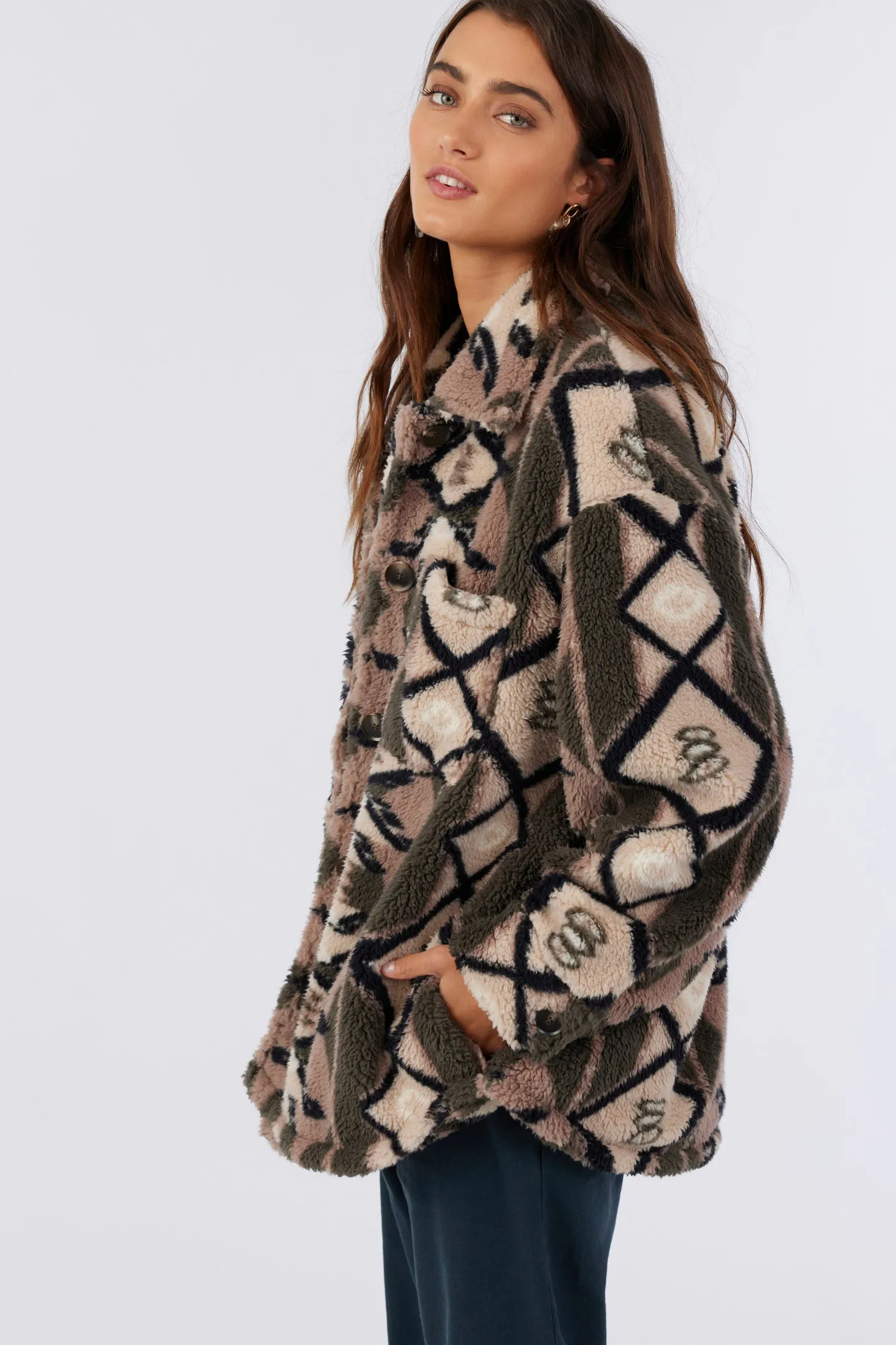 HEATH GEO HIGH PILE OVERSIZED FLEECE JACKET