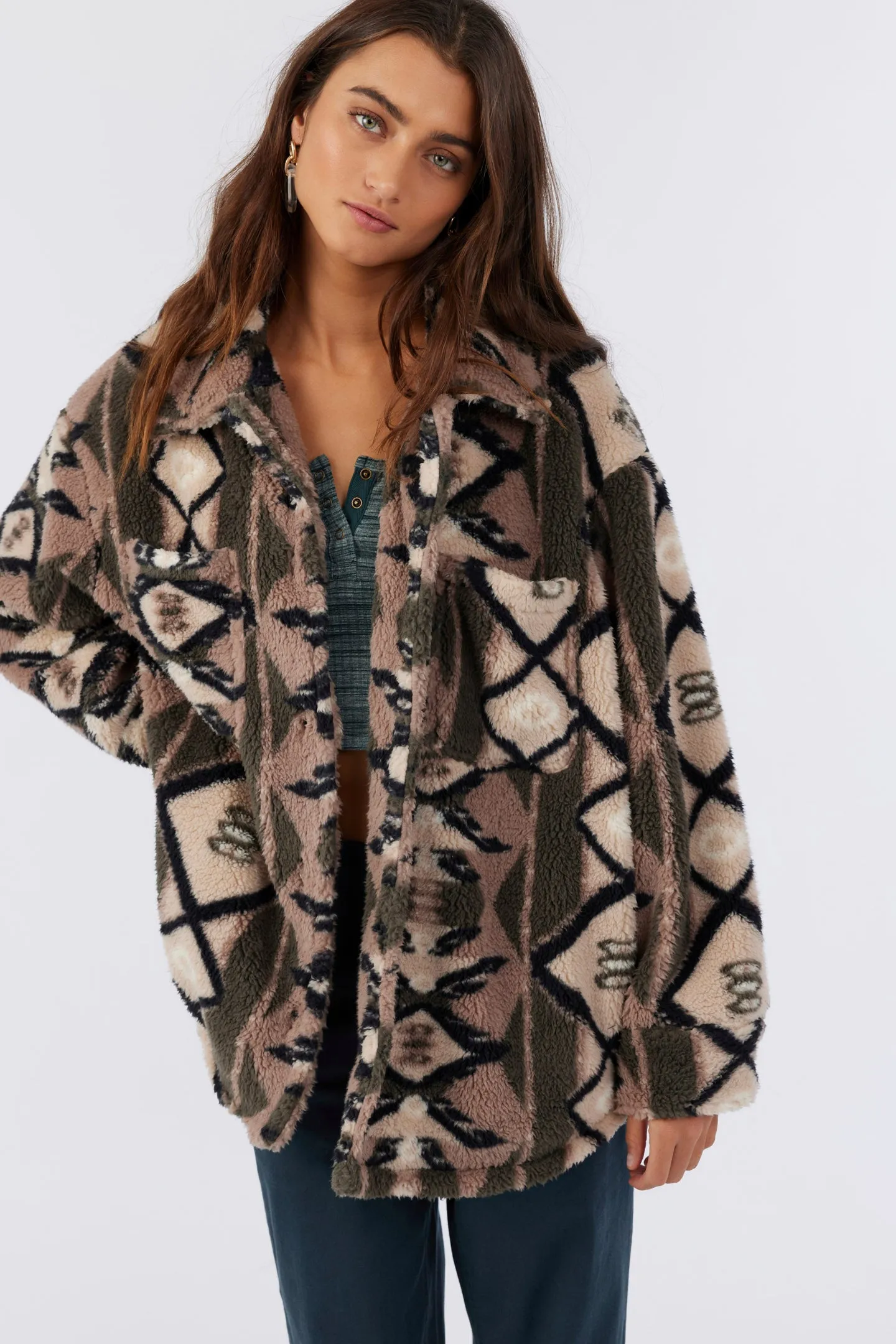 HEATH GEO HIGH PILE OVERSIZED FLEECE JACKET
