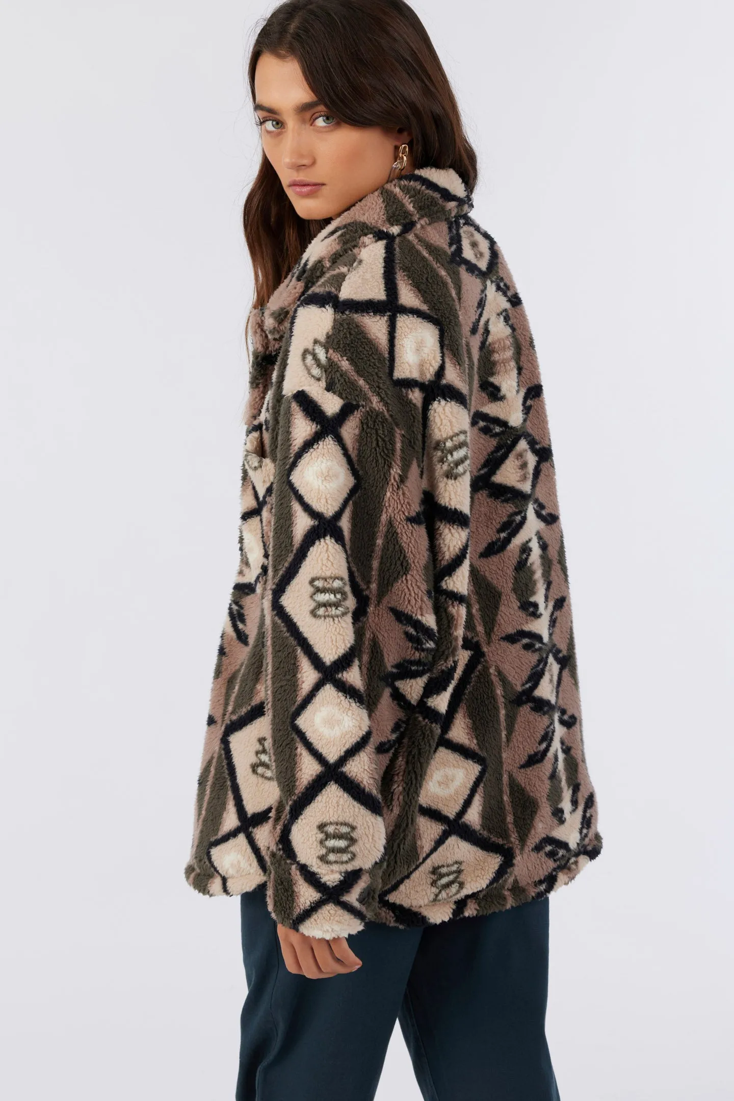 HEATH GEO HIGH PILE OVERSIZED FLEECE JACKET