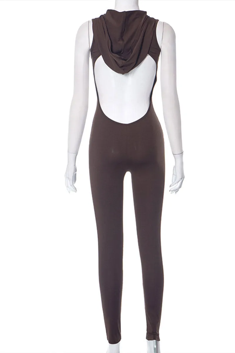 JH720 Hooded Backless Jumpsuit