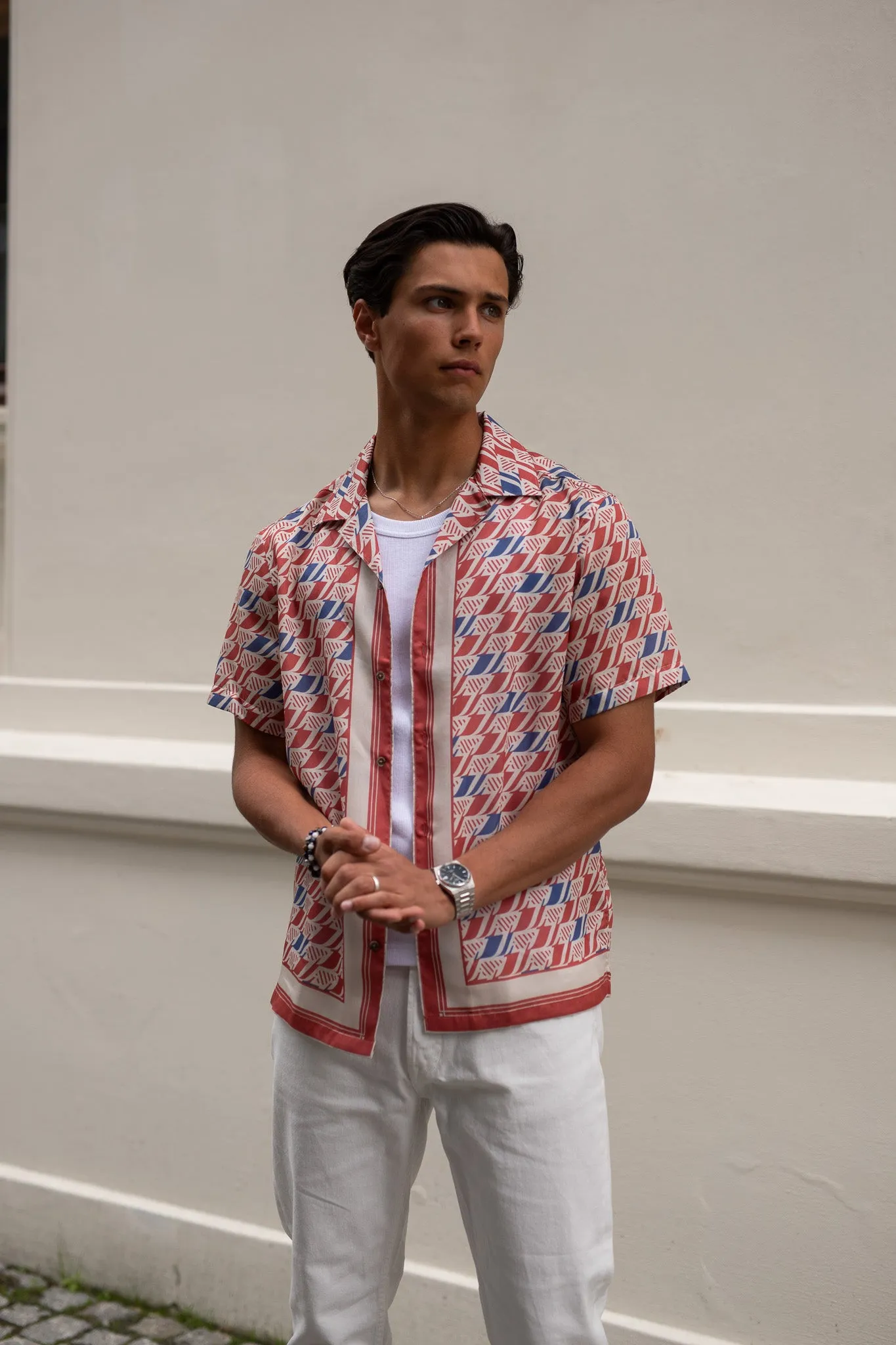 J.LINDEBERG Elio Tencel Moto Print Shirt