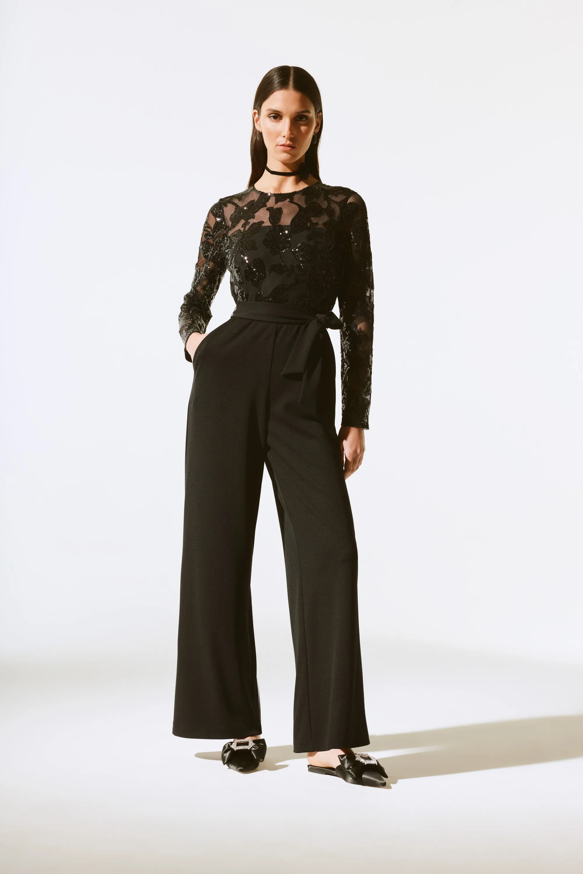Joseph Ribkoff Jumpsuit in Black Sequins
