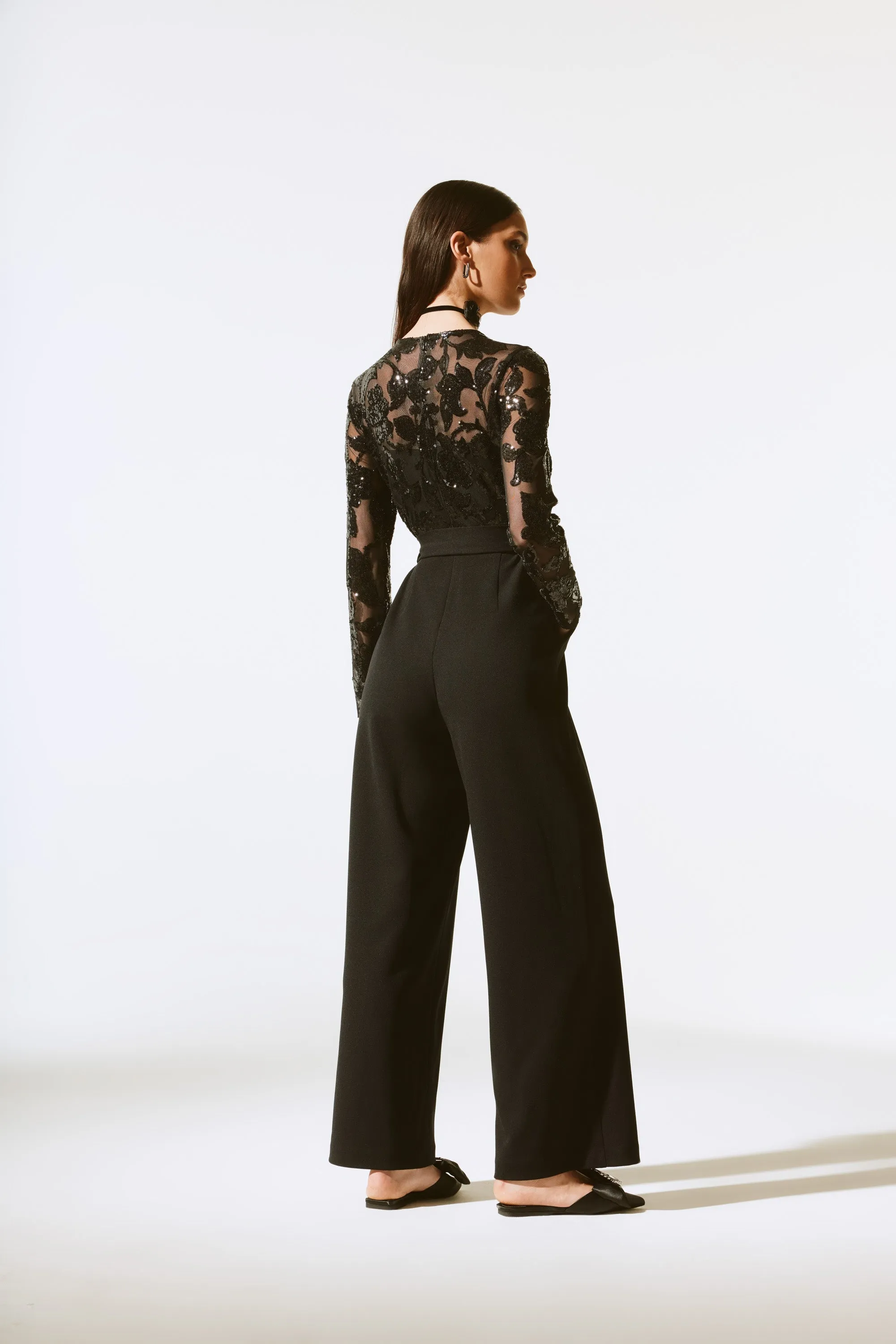 Joseph Ribkoff Jumpsuit in Black Sequins