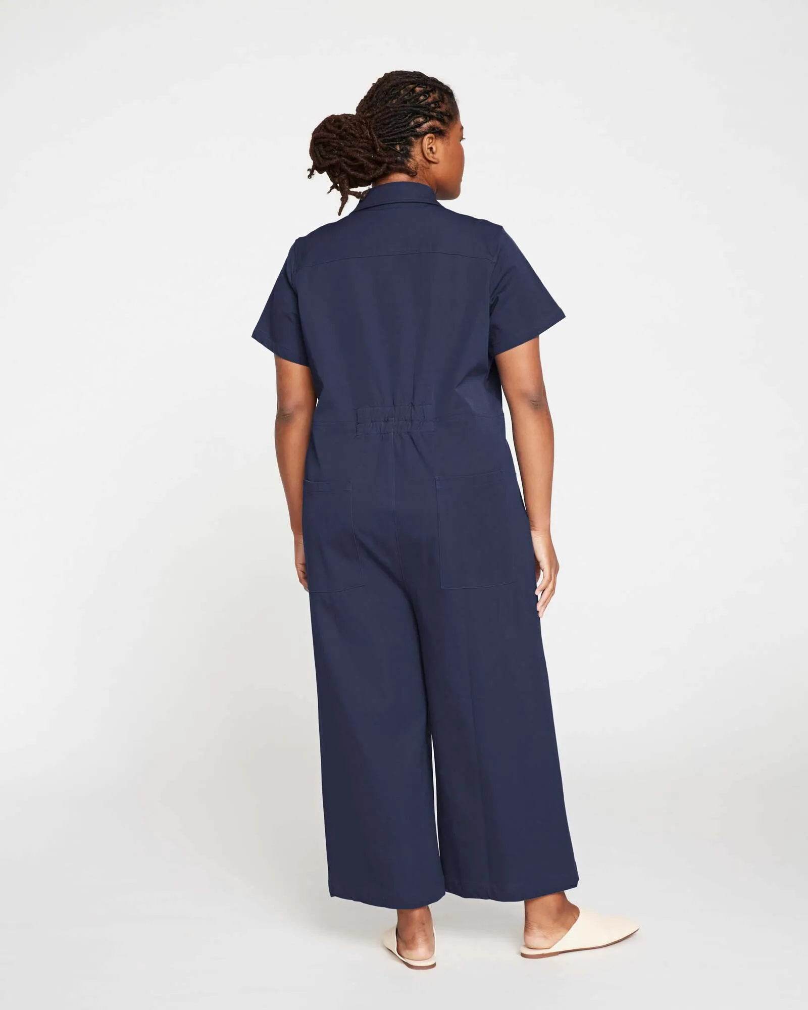 Kate Stretch Cotton Twill Jumpsuit | Navy