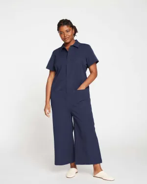 Kate Stretch Cotton Twill Jumpsuit | Navy
