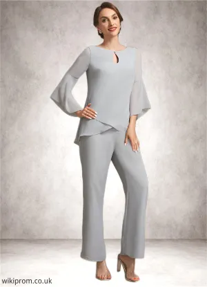 Katharine Jumpsuit/Pantsuit Scoop Neck Ankle-Length Chiffon Mother of the Bride Dress SWK126P0014958