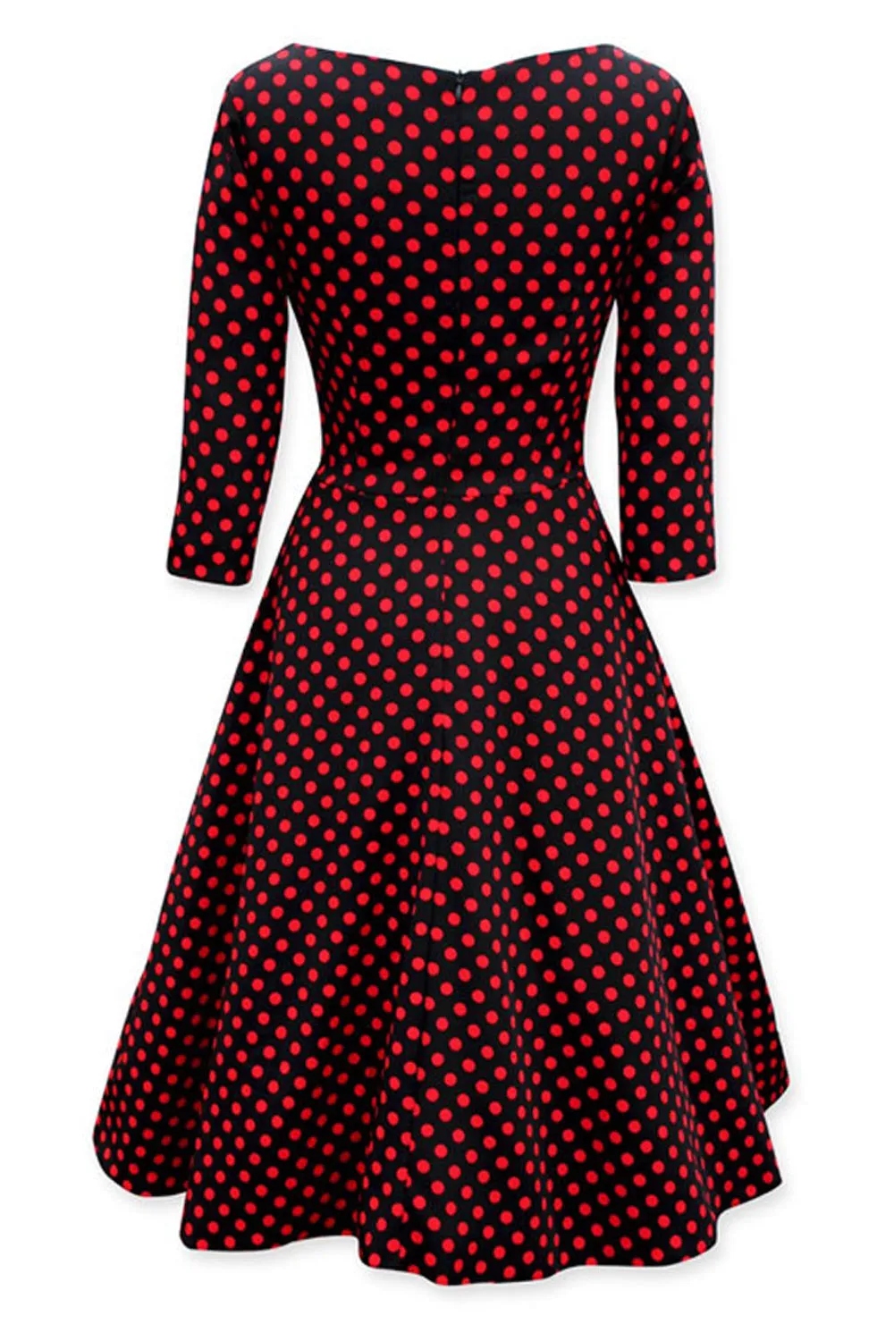 Ketty More Women Round Neck With Bow Full Doted Halter Dress Black With Red Dots-KMWD274