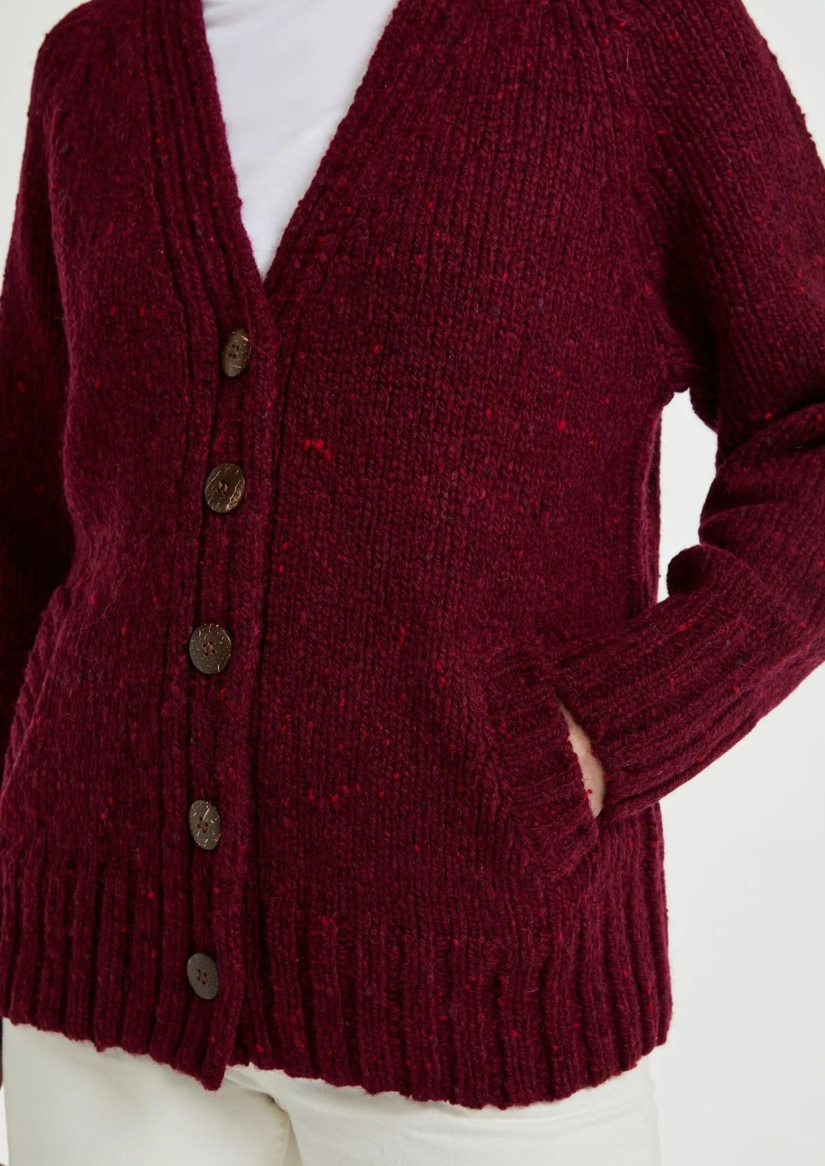 Ladies' Donegal Cardigan with Side Pockets | Berry