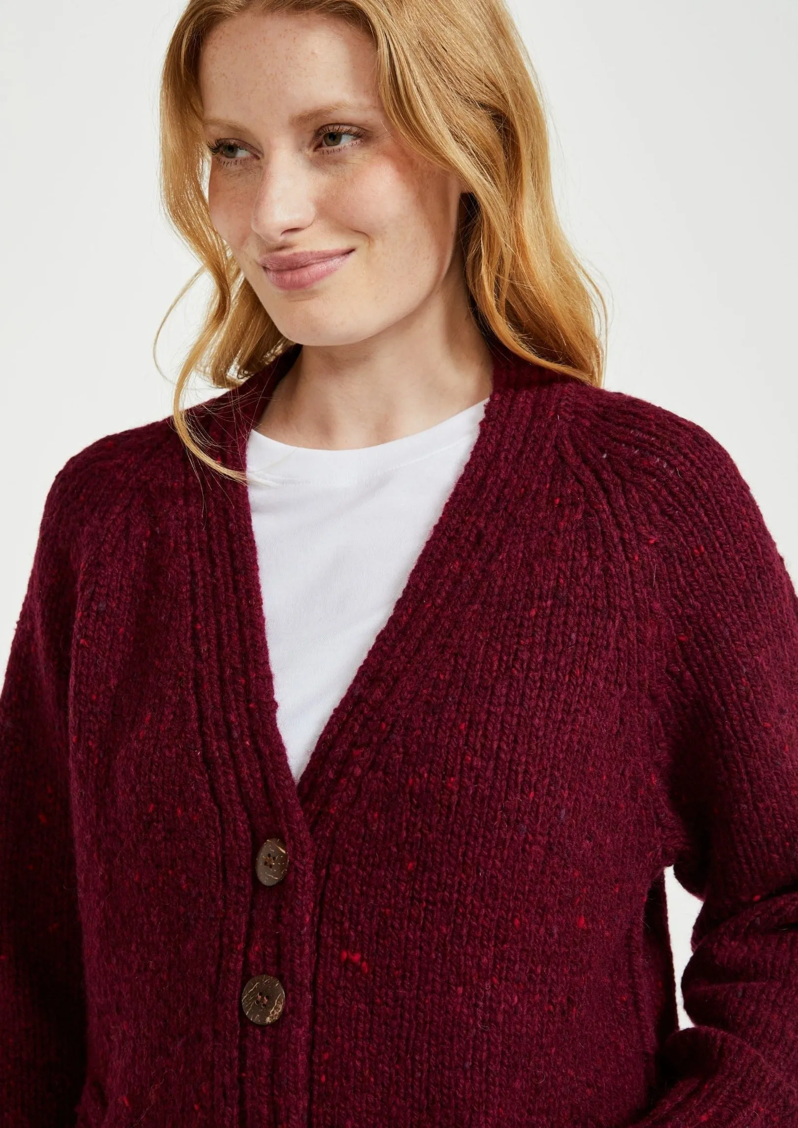 Ladies' Donegal Cardigan with Side Pockets | Berry