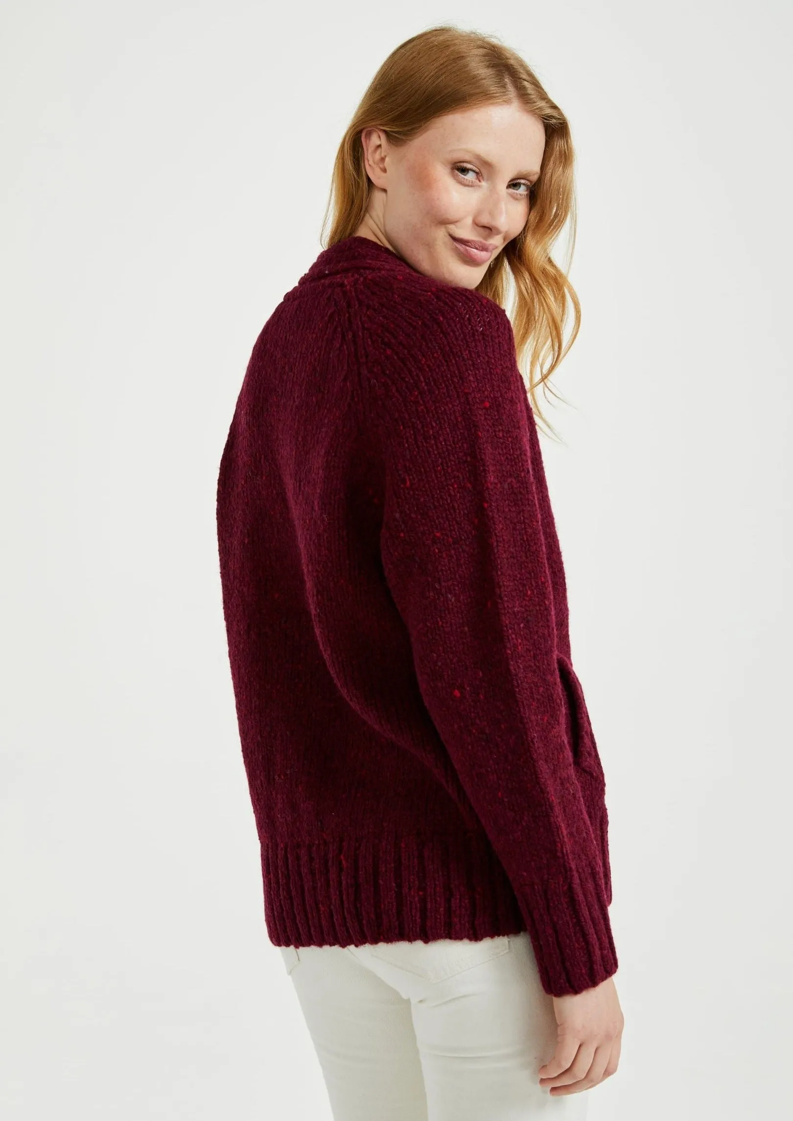 Ladies' Donegal Cardigan with Side Pockets | Berry