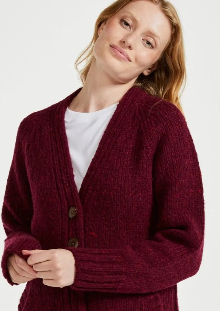 Ladies' Donegal Cardigan with Side Pockets | Berry