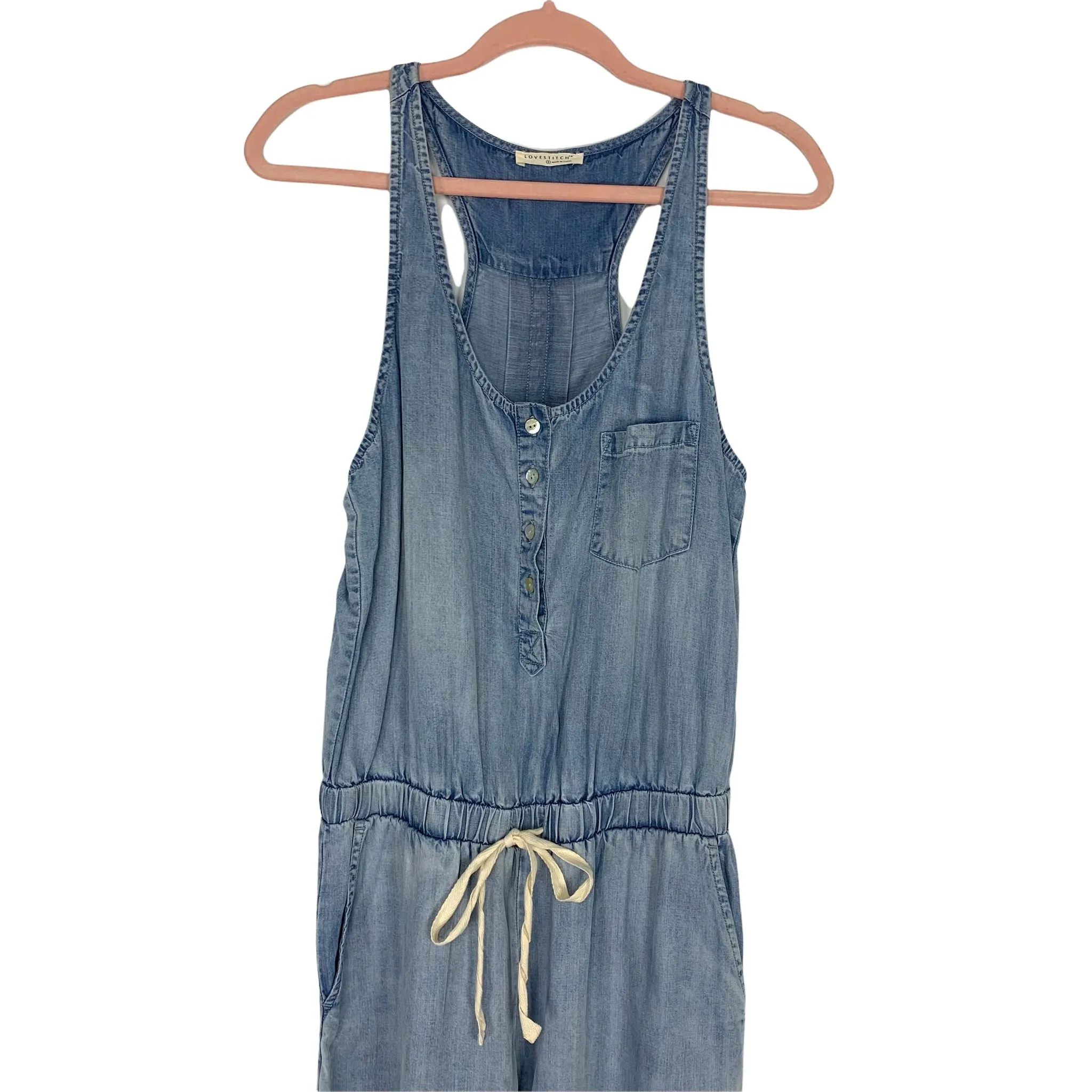 Love Stitch Light Chambray Elastic Waist Jumpsuit- Size S (sold out online)