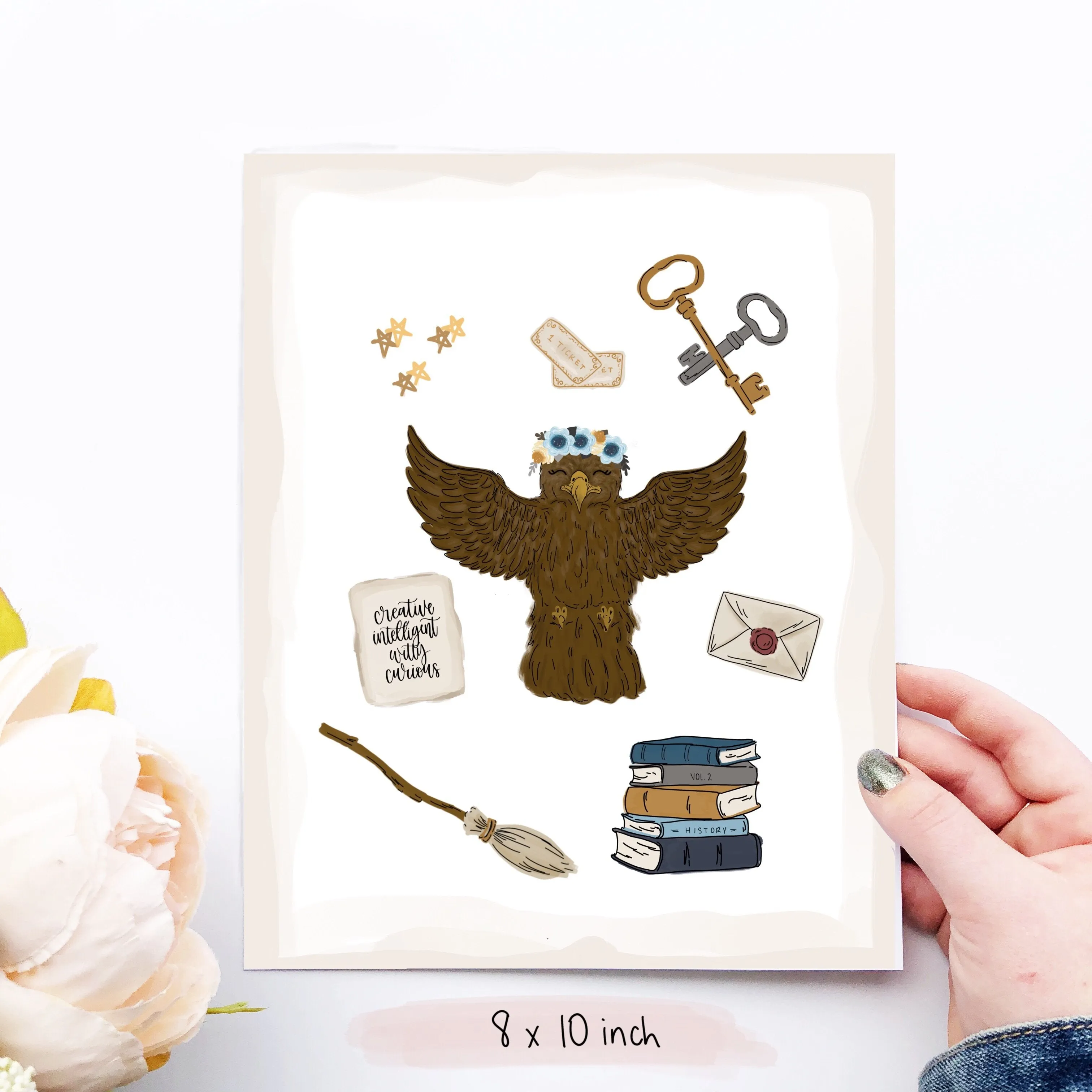 Magical Eagle Collage Art Print