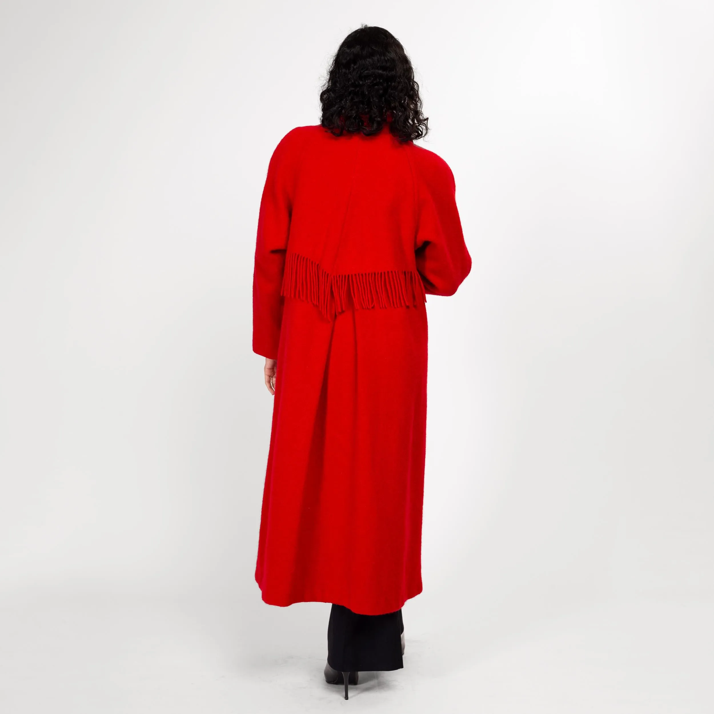 Medium 80s Woolrich Red Wool Fringe Overcoat