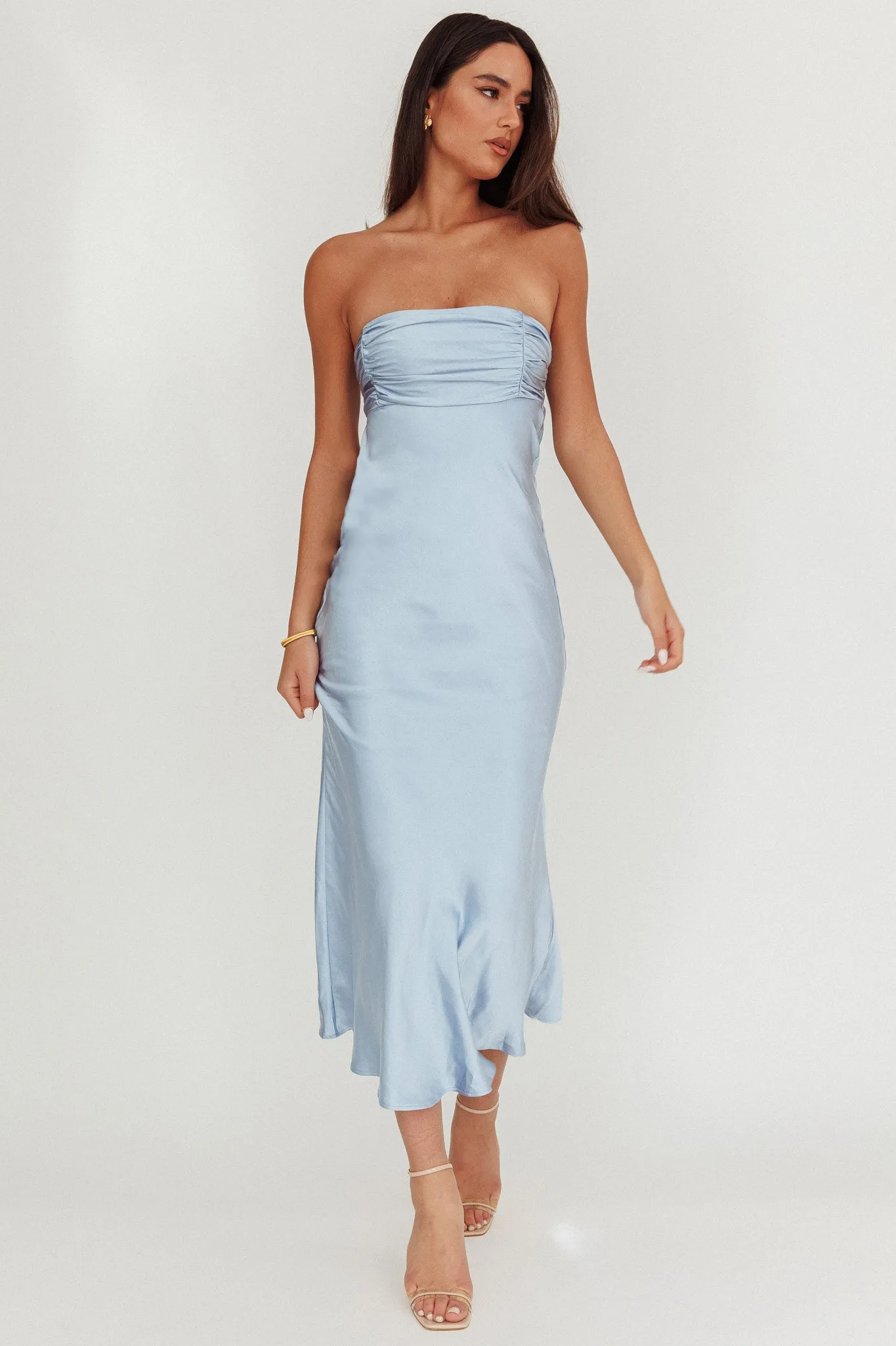 Moon Song Strapless Laced Back Dress Midnight Blue