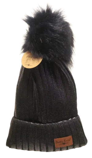 Navy Blue Ladie's Glacier Knit Pom Hat one size
