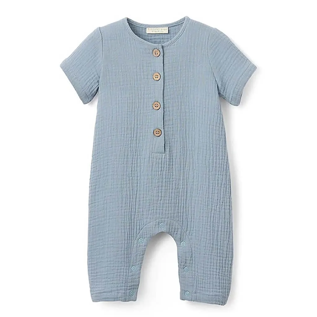 Organic Muslin Jumpsuit Stone Blue