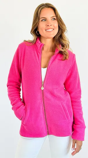 Penelope High-Neck Zip-Up - Hot Pink