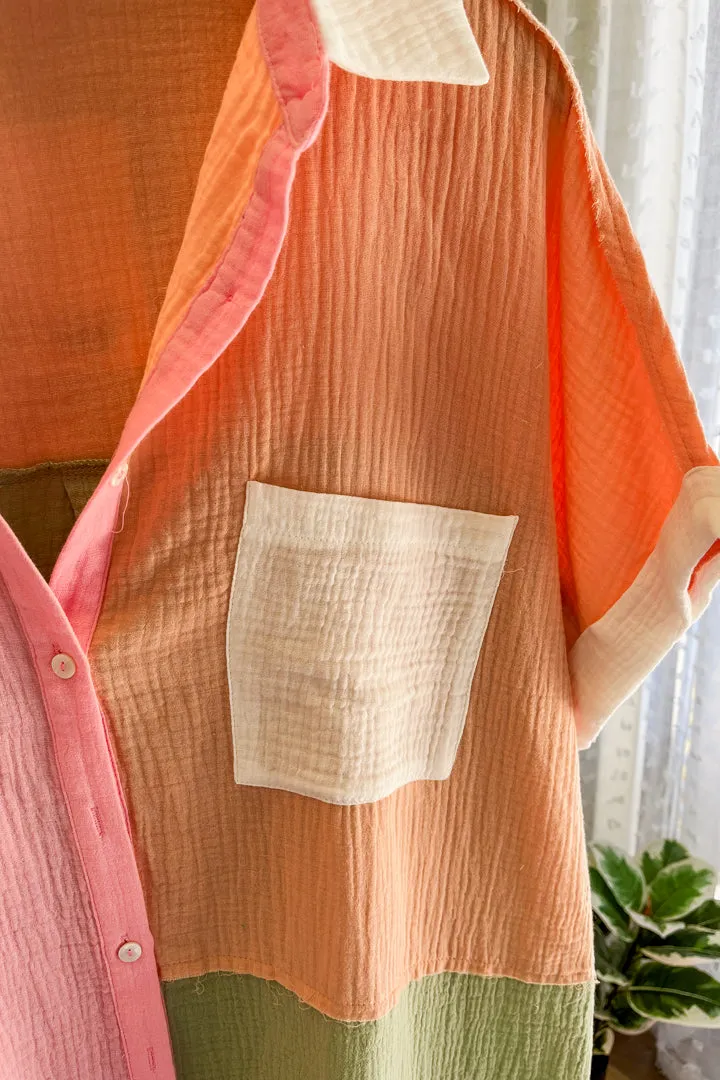 PLUS Gauze Button Up Top
