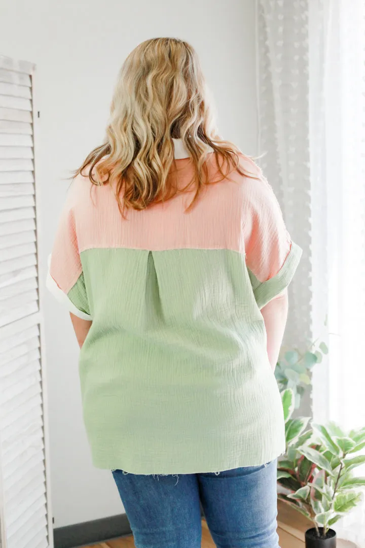 PLUS Gauze Button Up Top