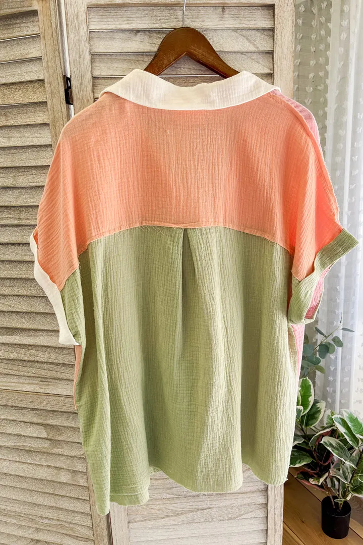 PLUS Gauze Button Up Top