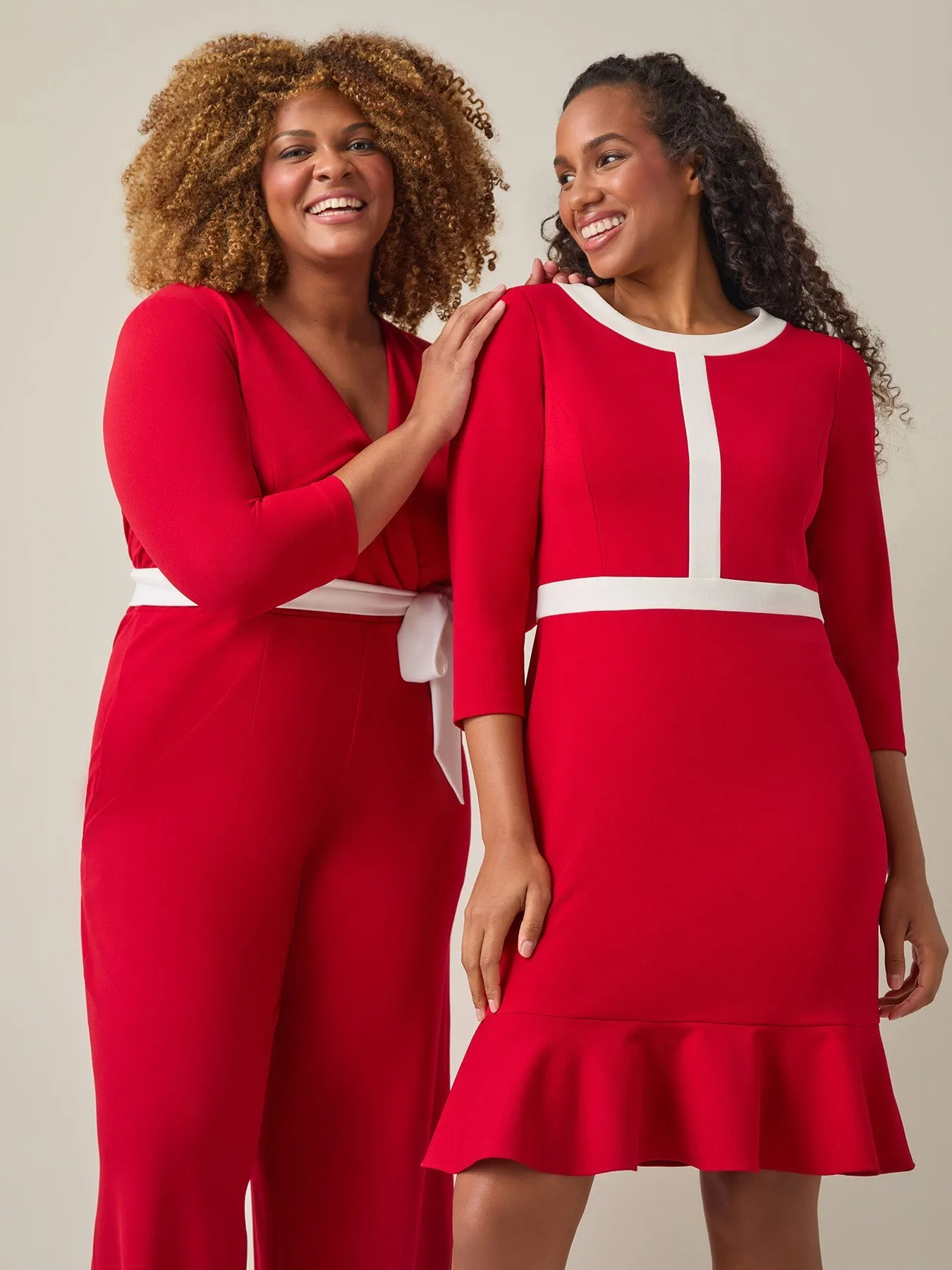 Plus Tie-Waist Jumpsuit, Crimson