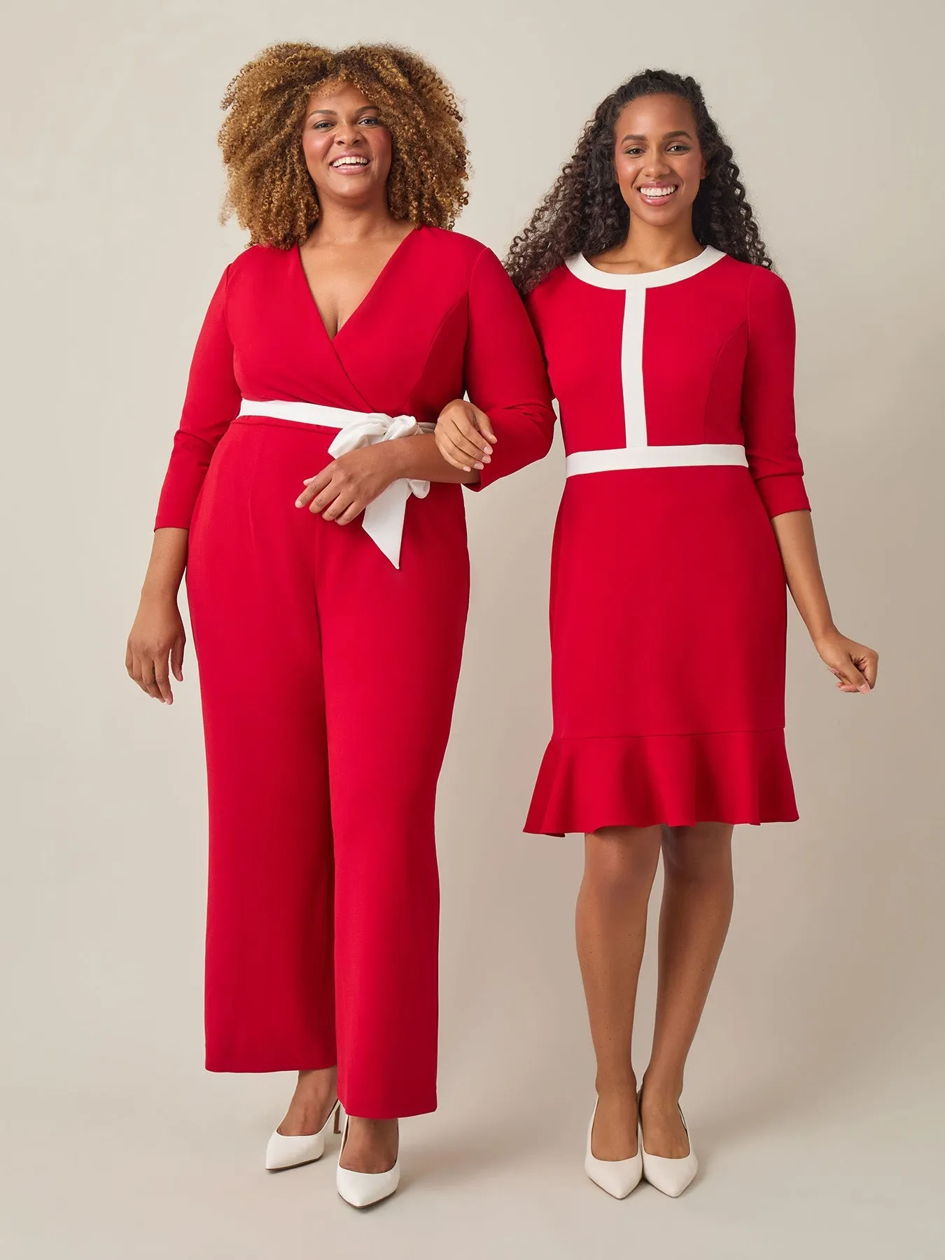 Plus Tie-Waist Jumpsuit, Crimson