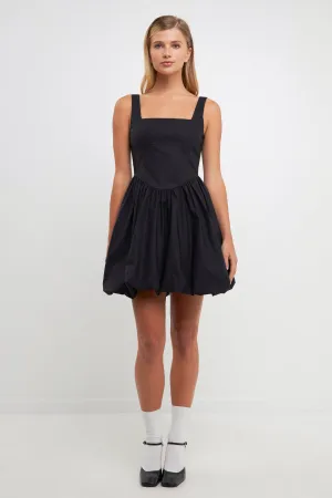 Poplin Square Neck Bubble Hem Dress
