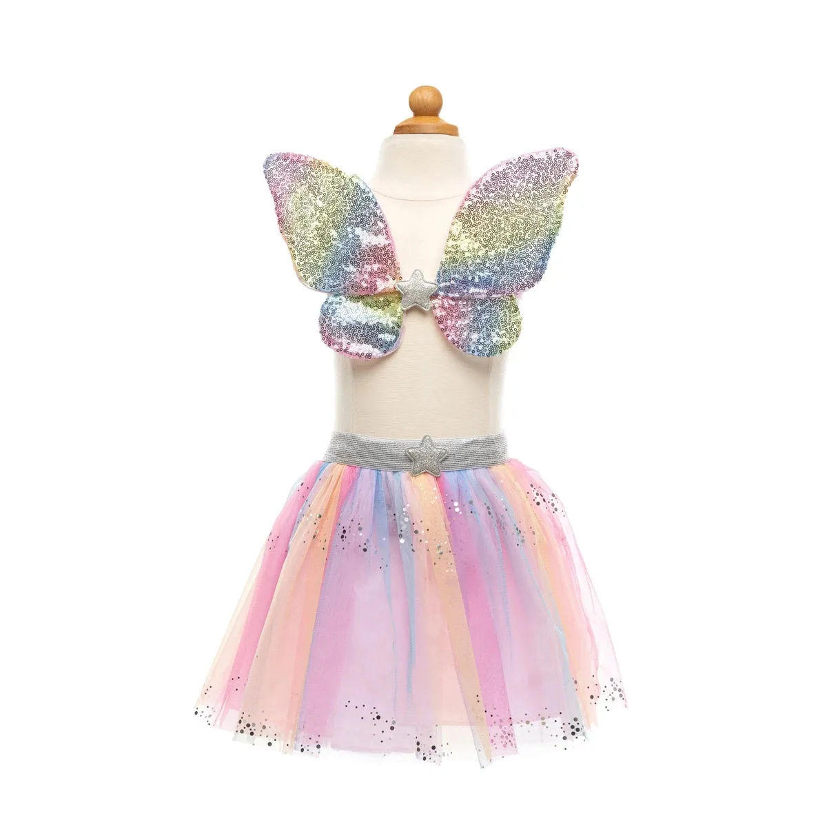 rainbow sequins skirt with wings & wand size 4-6