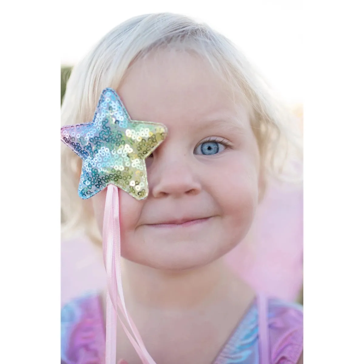 rainbow sequins skirt with wings & wand size 4-6