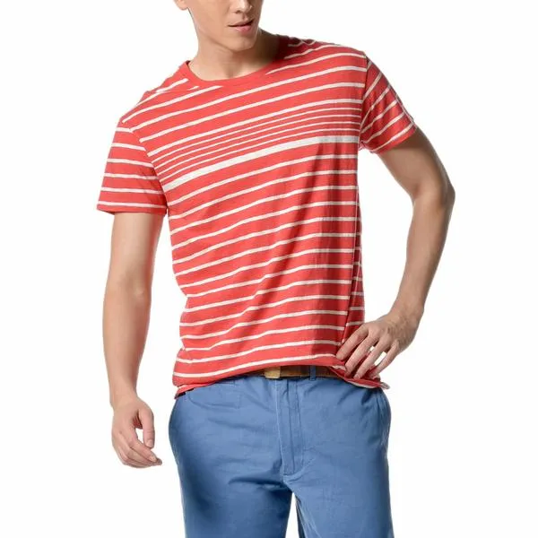 Red Engineered Stripe Tee