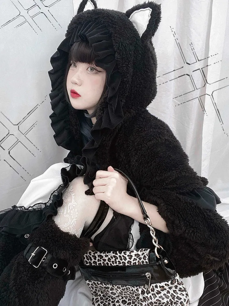 Royal Fairytale Cute Plush Rabbit Cat Teddy Bear Ears Jacket Coat