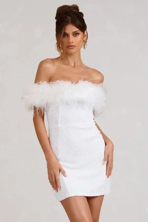 Salomé – Feather-trimmed bodice – Riviera bodycon dress