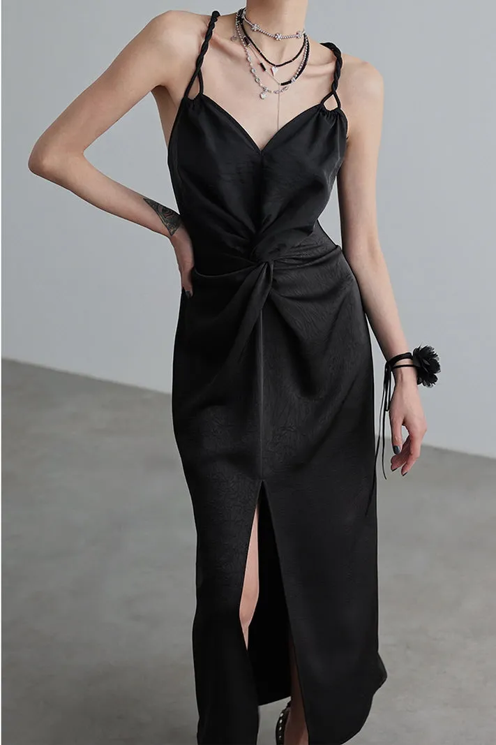 Shirred Double Slip Dress with Refined Accents